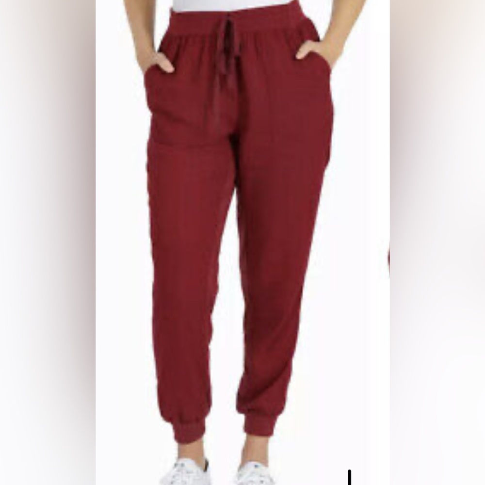 Seven7 Utility Jogger Pants Women's Breathable Linen drawstring burgundy XXL